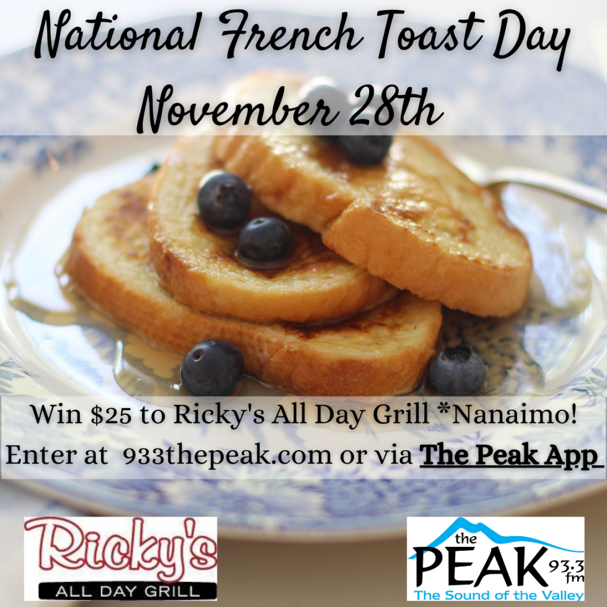 Win $25 to Ricky's Restaurants on National French Toast Day